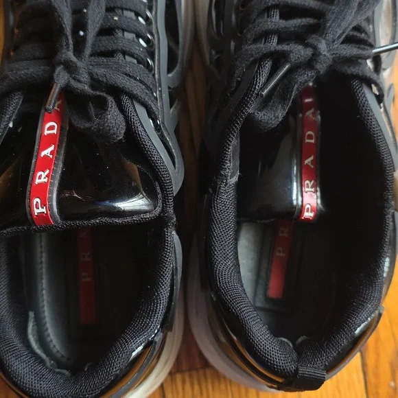Prada Cup Men's Black and White Sneakers - Picture 3 of 7